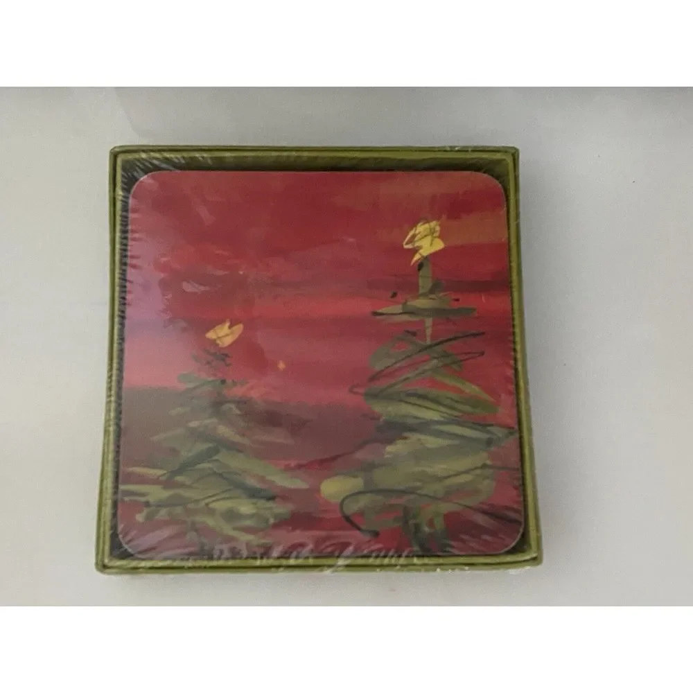Rock Flower Paper 4 Coasters Abstract Cool Contemporary Christmas Tree 4